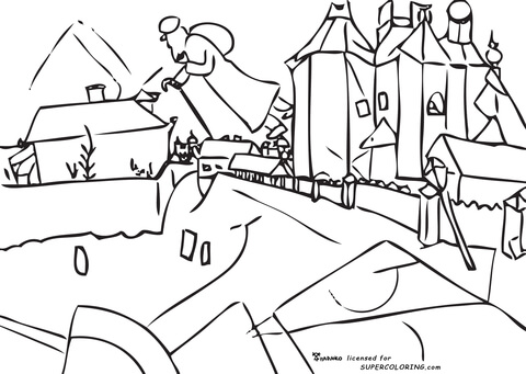 Over Vitebsk By Marc Chagall  Coloring Page